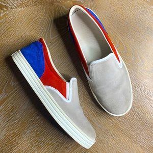 HOGAN Grey/Red/Blue Suede Slip-On Sneakers 35